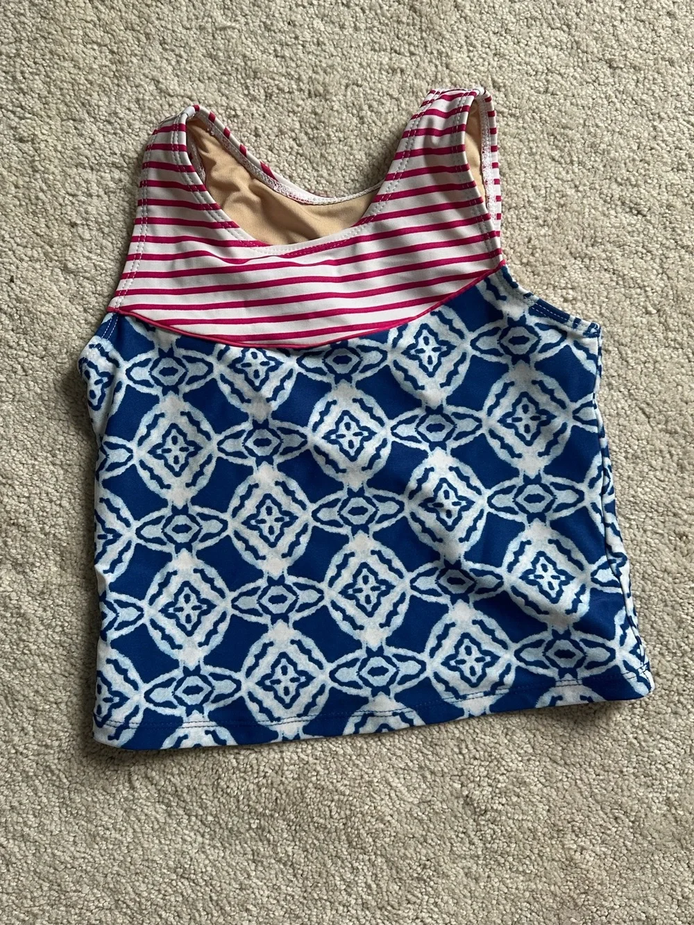 Cabana Life Pink & White Stripe Hooded Coverup with Blue Pattern Tankini